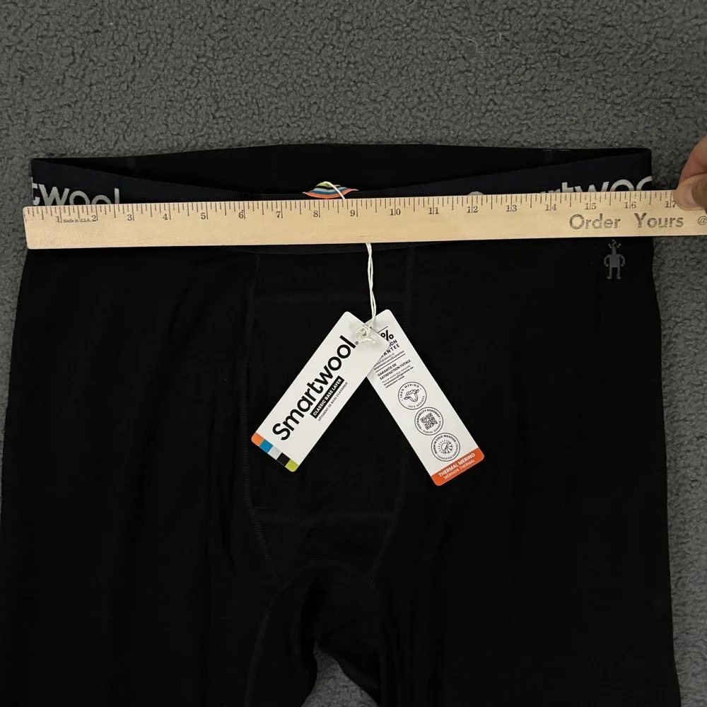 Smartwool Base Layer Bottoms Men XL Black Merino Wool Thermal 3/4 Leggings New